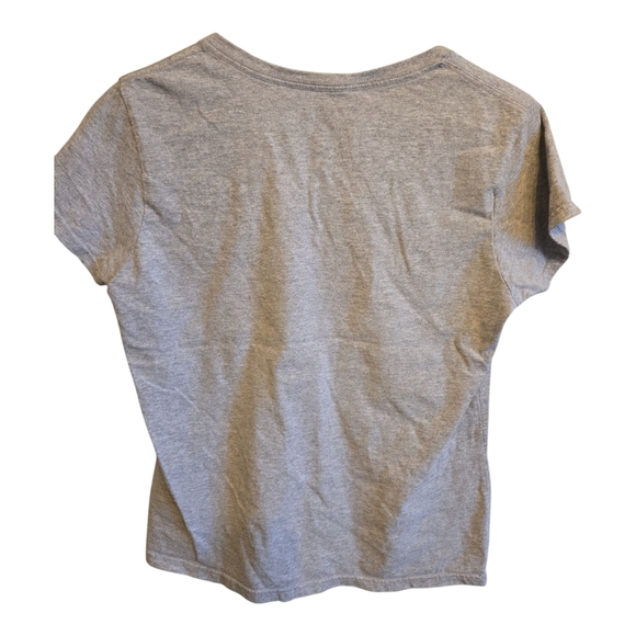 GILDAN Gray V-Neck Graphic Tee - Picture 2 of 4